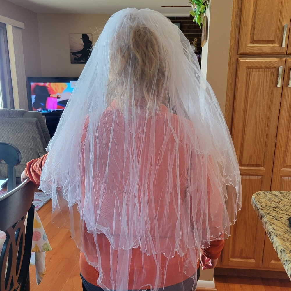 EUC Wedding Veil with Beading